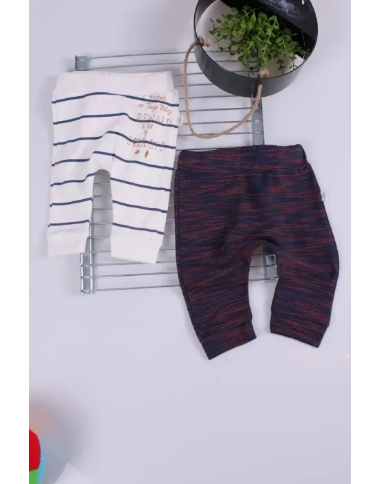 Erkek Bebek Desenli 2li Pantolon 3/12 Ay