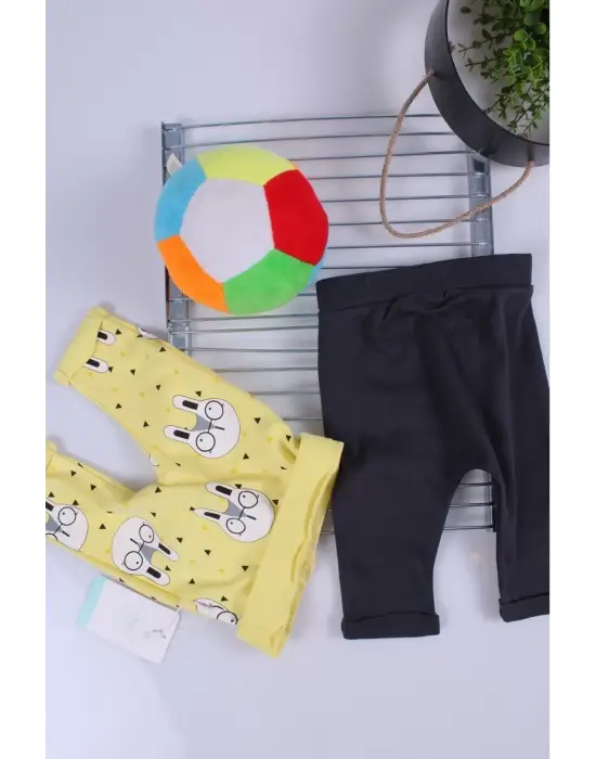 Erkek Bebek Desenli 2li Pantolon 3/12 Ay