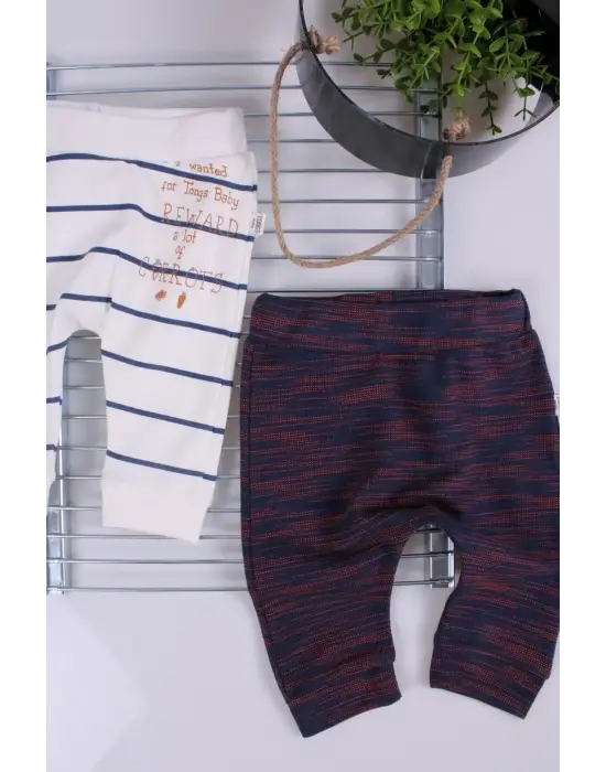 Erkek Bebek Desenli 2li Pantolon 3/12 Ay