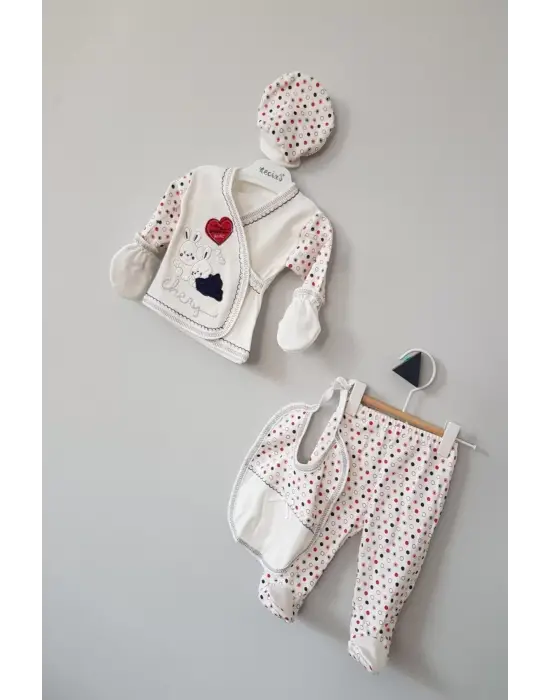 Erkek Bebek Kutulu Tavşan 5li Zıbın Seti