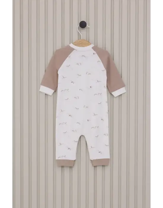 Omarı Krem Uzun Kol Patiksiz Bebek Tulumu