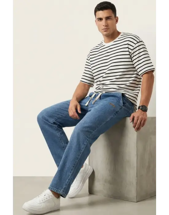 Erkek Rahat Kesim Baggy Jean Pantolon 30073 - Lacivert