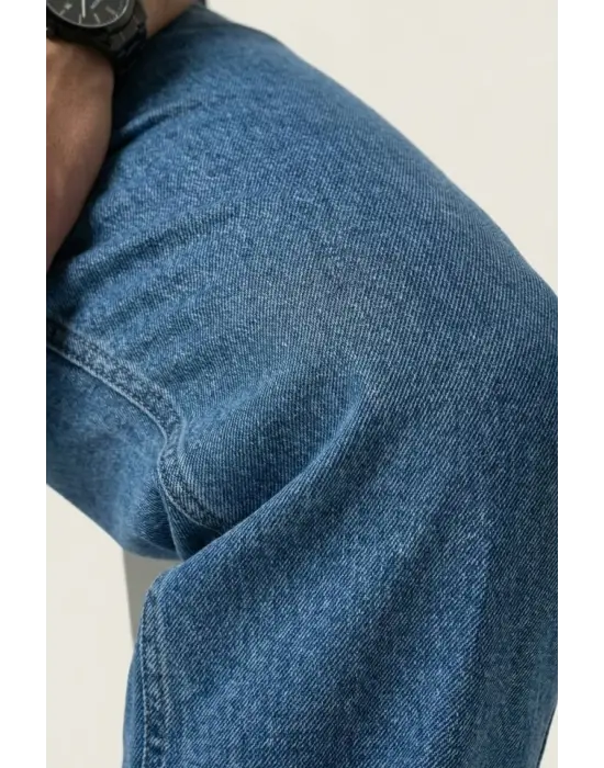Modern Erkek Baggy Jean Pantolon - Lacivert