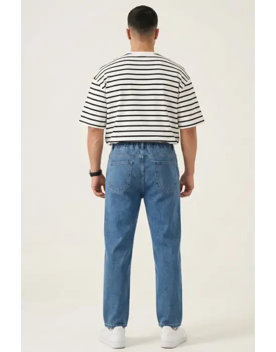 Modern Erkek Baggy Jean Pantolon - Lacivert
