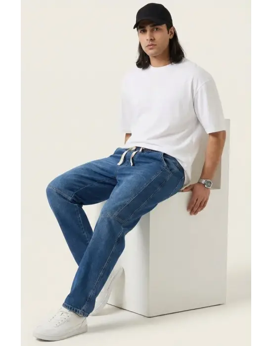 Erkek Rahat Kesim Baggy Jean Pantolon 30074 - Lacivert