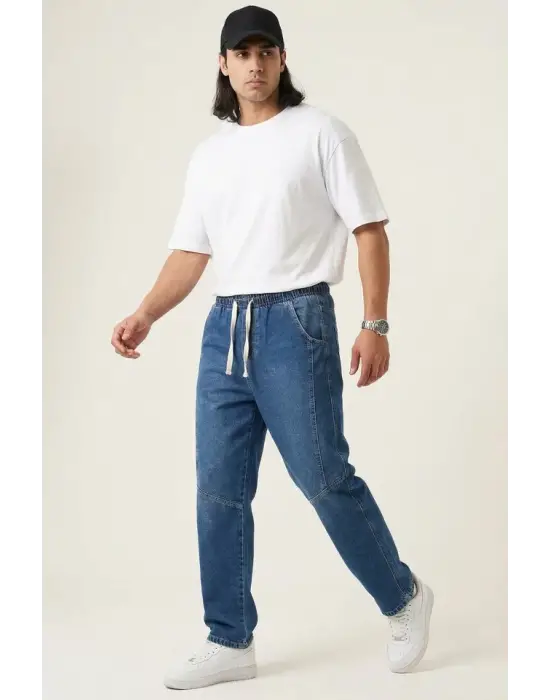 Erkek Rahat Kesim Baggy Jean Pantolon 30074 - Lacivert