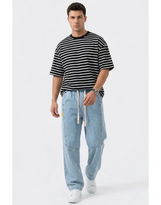Erkek Rahat Kesim Baggy Jean Pantolon 30074 - Mavi