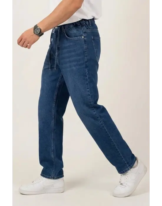 Modern Erkek Baggy Jean Pantolon - Lacivert