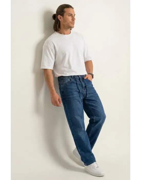 Erkek Rahat Kesim Baggy Jean Pantolon 30075 - Lacivert