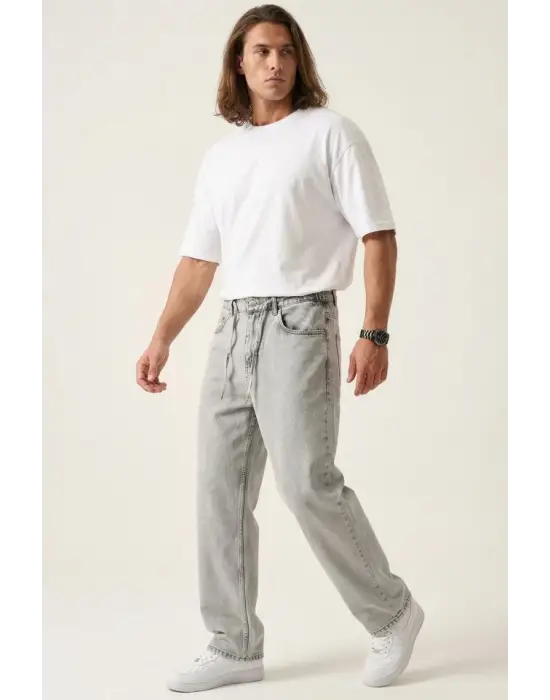 Erkek Rahat Kesim Baggy Jean Pantolon 30075 - Taş