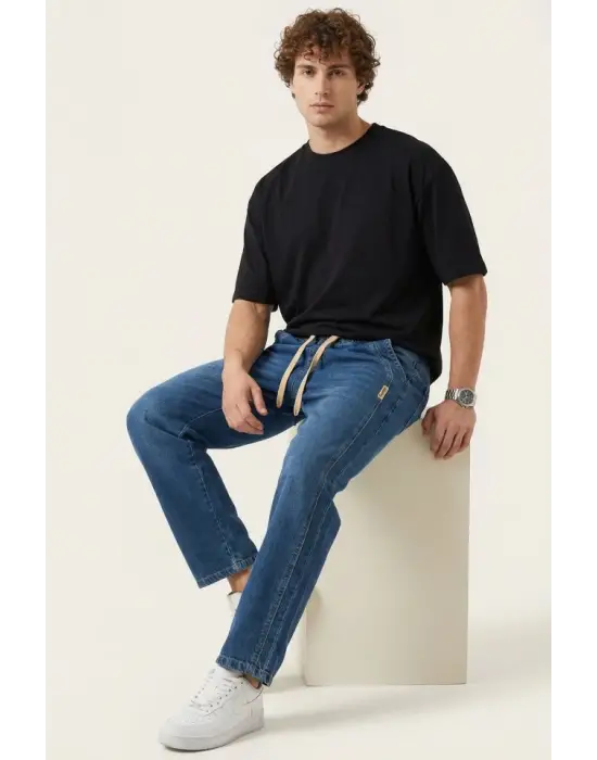Erkek Rahat Kesim Baggy Jean Pantolon 30076 - Lacivert