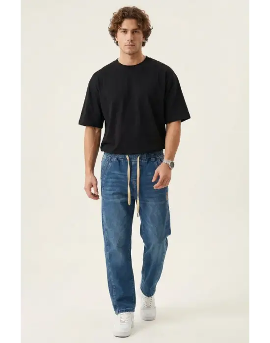 Erkek Rahat Kesim Baggy Jean Pantolon 30076 - Lacivert