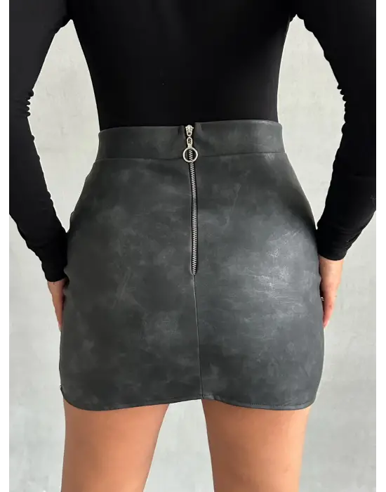 Eskitme deri mini etek