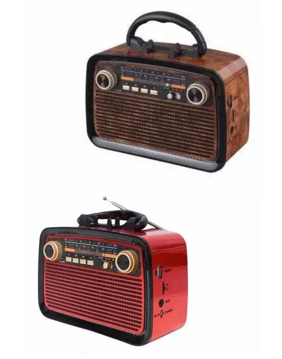Eskitme Nostalji Tasarımlı Bluetoothlu Nostalji Radyo Ahşap Nostaljik Görünümlü
