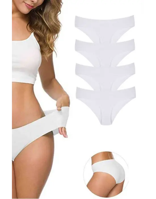 Omarı Esnek ve İz Yapmayan Kadın Dikişsiz Külot Paketi - 4 Parça