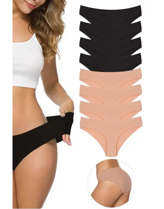 Omarı Dikişsiz Lazer Kesim Esnek Kadın Külot Seti