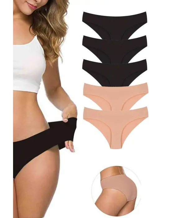 Omarı Dikişsiz Lazer Kesim Esnek Kadın Külotları Seti