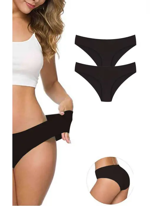 Omarı Esnek ve İz Yapmayan Kadın Lazer Kesim Külot Siyah