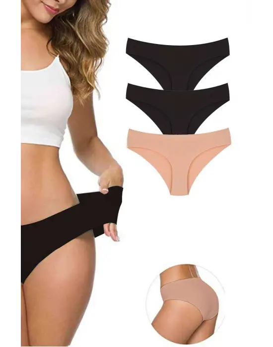 Omarı Esnek ve İz Yapmayan Kadın Dikişsiz Külot Seti