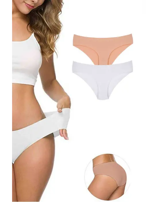 Omarı Esnek ve İz Yapmayan Dikişsiz Lazer Kesim Kadın Külot Seti