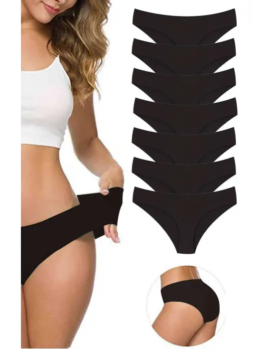 Omarı Esnek ve İz Bırakmayan Siyah Kadın Külot Seti