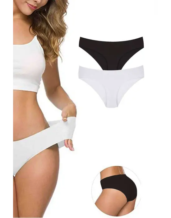 Omarı Esnek Dikişsiz Lazer Kesim Kadın Külot Seti