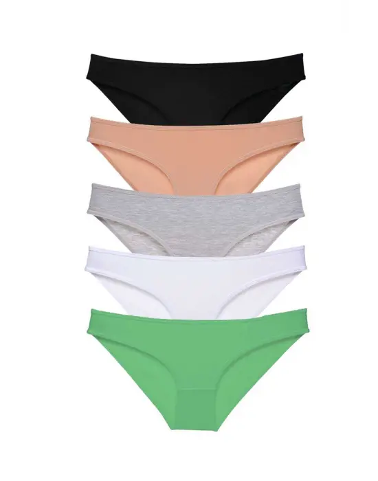 Omarı Süper Eko Set Likralı Kadın Slip Külot Siyah Ten Gri Beyaz Yeşil