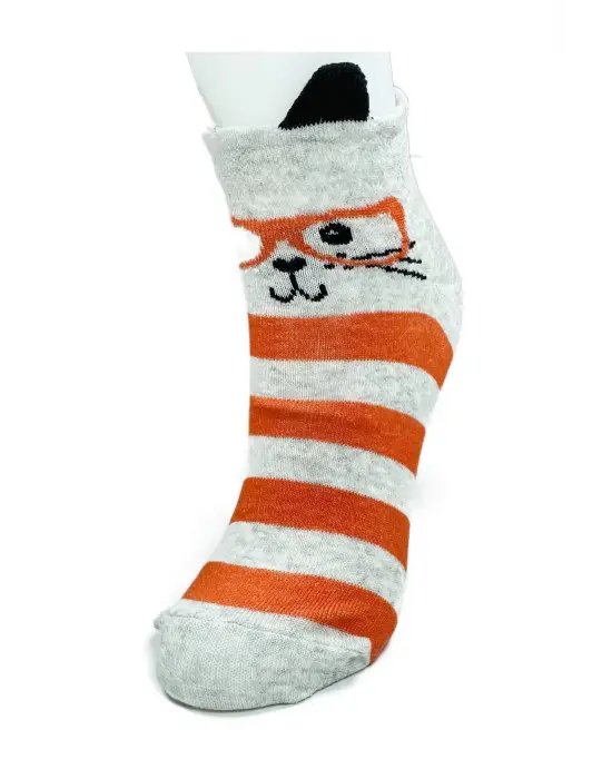 Omarı 3 Boyut Kulaklı Kedi Temalı Kadın Bilek Çorap Seti