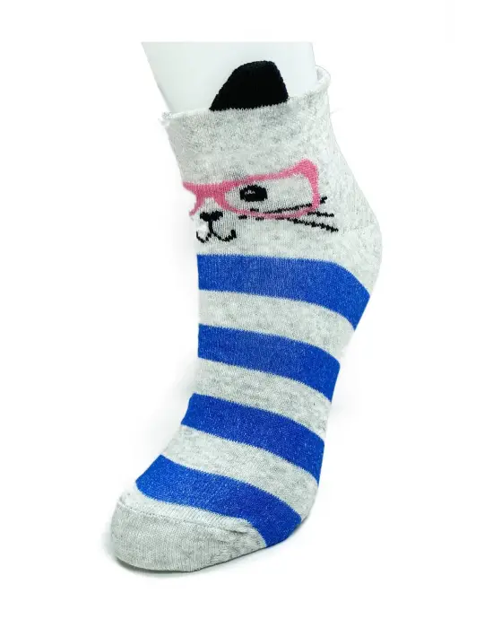 Omarı 3 Boyut Kulaklı Kedi Temalı Kadın Bilek Çorap Seti