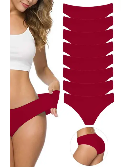 Omarı Esnek ve İz Bırakmayan Kadın Dikişsiz Külot Bordo