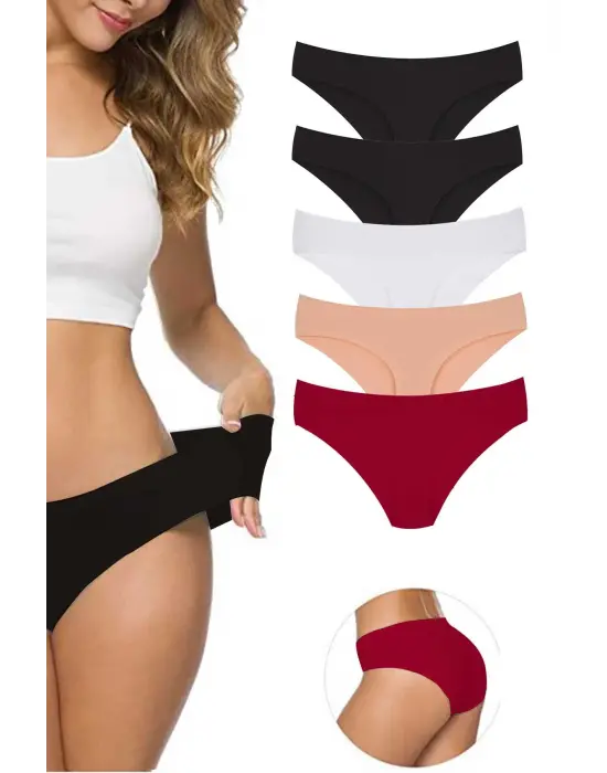 Omarı Esnek Lazer Kesim Dikişsiz Kadın Külot Seti