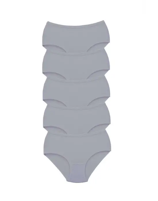 Omarı Yüksek Bel Kalın Lastik Gri Külot Seti