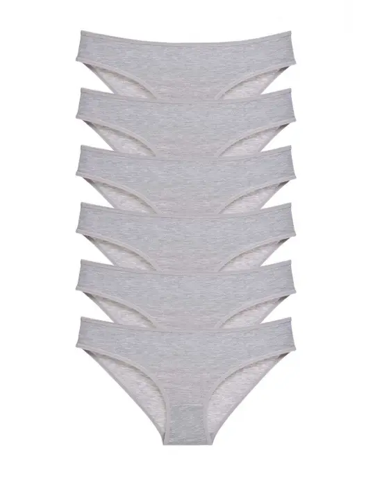 Omarı Yumuşak ve Esnek Gri Kadın Slip Külot Seti