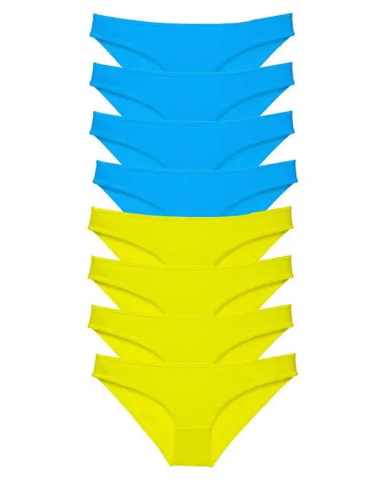 Omarı Süper Eko Set Likralı Kadın Slip Külotlar - Sarı Mavi