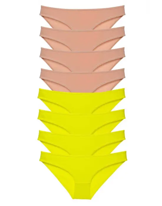 Omarı Sarı Ten Likralı Kadın Slip Külot Seti