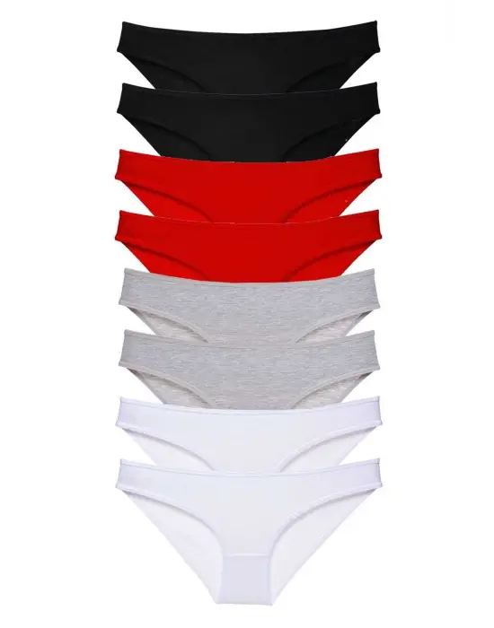 Omarı Süper Eko Set Likralı Kadın Slip Külot Siyah Kırmızı Gri Beyaz
