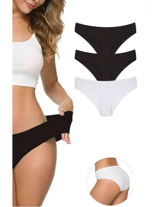 Omarı Esnek Ve İz Bırakmayan Dikişsiz Kadın Külot Seti