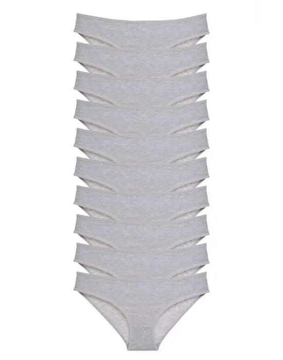 Omarı İnce Lastikli Gri Kadın Slip Külot Seti