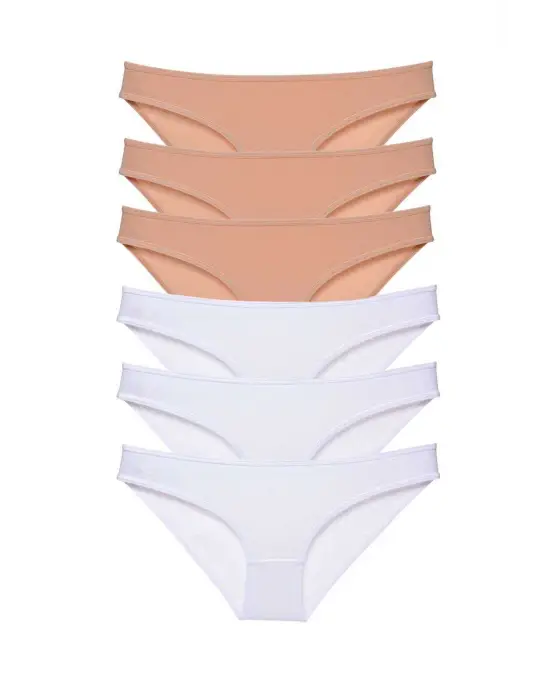 Omarı Eko Likralı Kadın Slip Külot Seti - Ten Beyaz