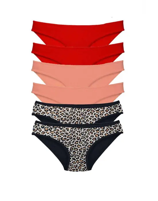 Omarı Leopar Desenli Kadın Slip Külot Seti