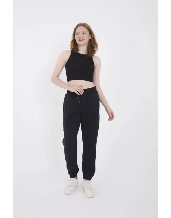 Omarı Esnek ve Rahat Basic Lastikli Eşofman Pantolon - Lacivert