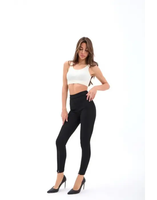 Omarı Yüksek Bel Esnek Tayt - Siyah