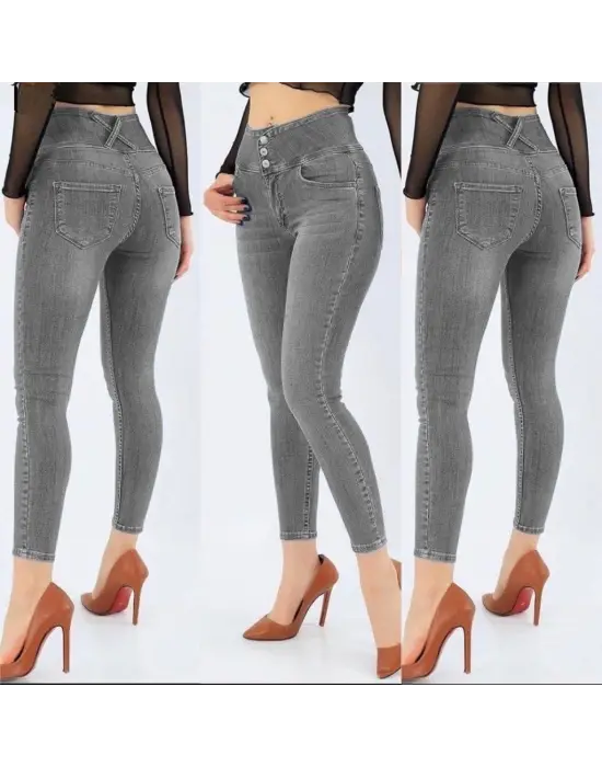 Omarı Esnek ve Şık Yüksek Bel Jean Pantolon