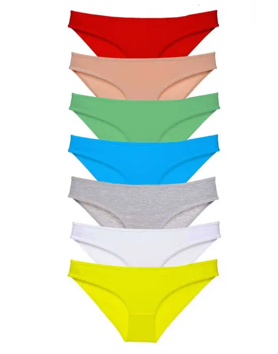 Omarı Çok Renkli Süper Eko Kadın Slip Külot Seti