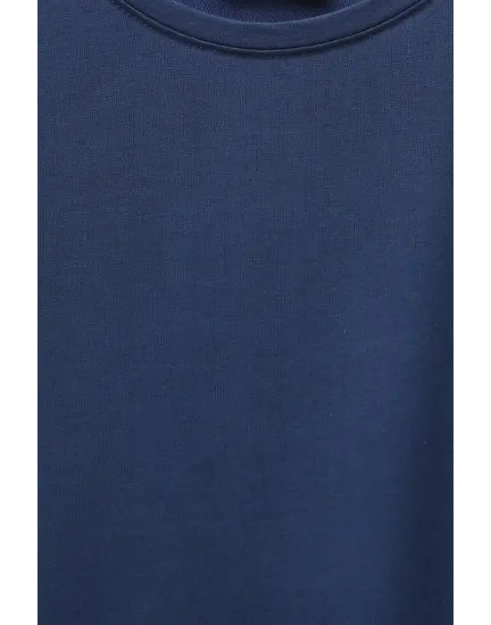 Eteği Kalp Detaylı Yırtmaçlı Salaş Penye Tunik -Laci