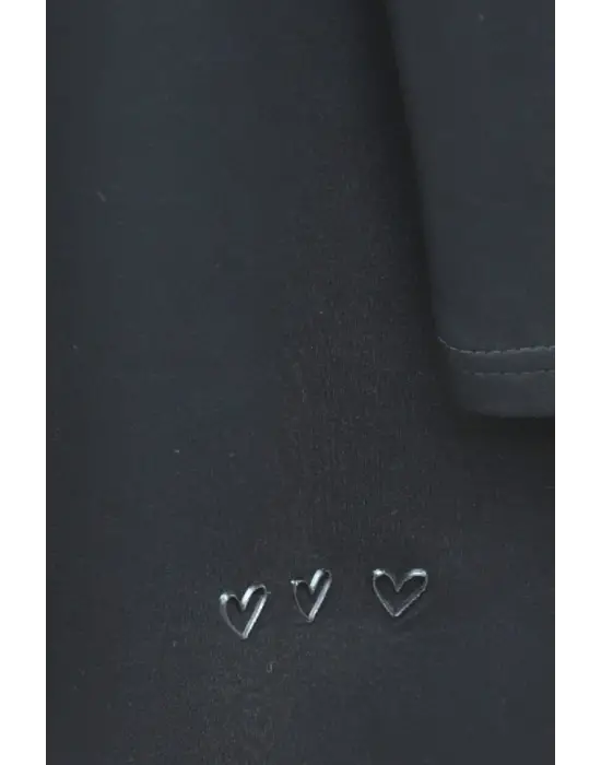 Eteği Kalp Detaylı Yırtmaçlı Salaş Penye Tunik -Siyah