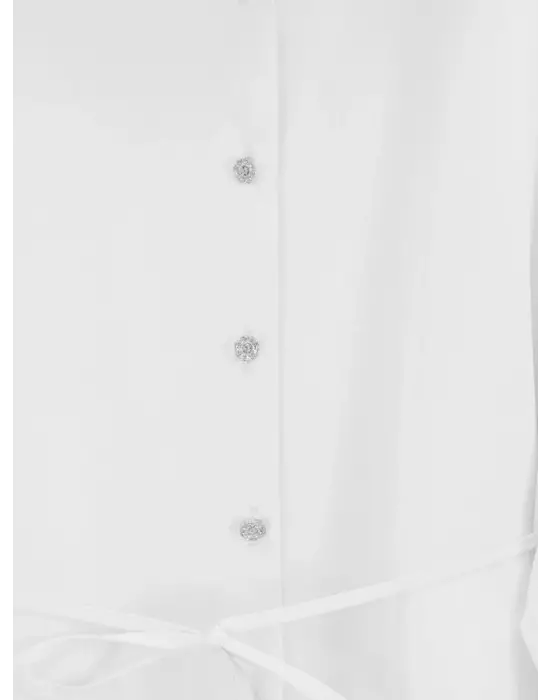 Omarı Şık Fırfırlı Poplin Tunik - Beyaz