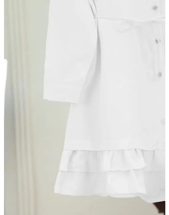 Omarı Şık Fırfırlı Poplin Tunik - Beyaz