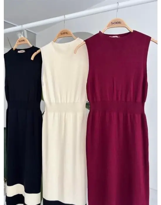 Omarı Şerit Detaylı Triko Elbise