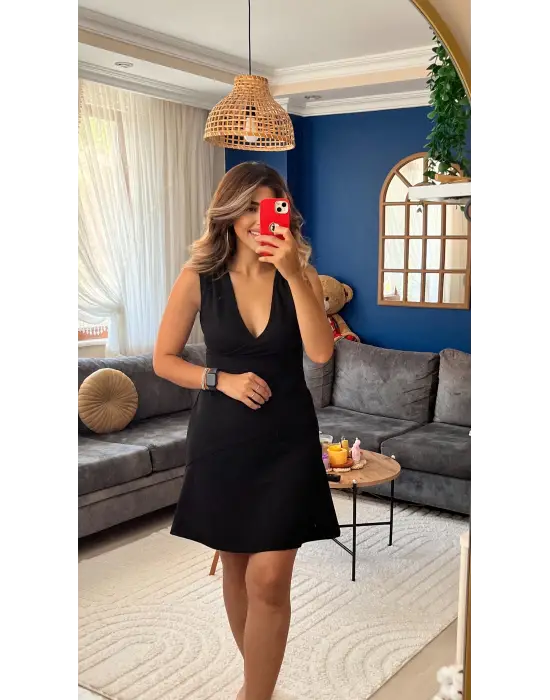 Omarı Volan Detaylı Kadın Krep Elbise